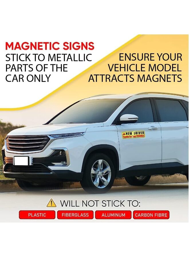 New Driver Magnet for Car - EXTRA LARGE 12" by 4" - 3 Pack - Essential Magnetic Student Driver Sticker Signs - Remind Others to Please Be Patient - Bright & Reflective RoadSign - Image 3