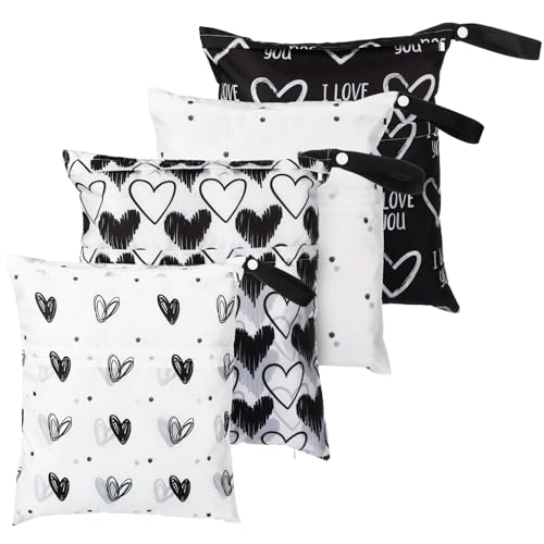 Frienda 4 Pack Wet Bags for Swimsuits Waterproof Reusable Travel Wet Dry Bags with Zippered Pockets for Beach Pool Swimwear Towels Gym Cloth Diapers Summer Vacation EssentialsHeart - Image 1