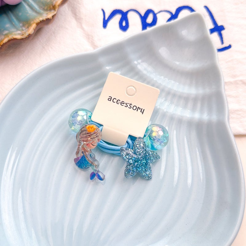 Generic Cute Mermaid Starfish Shell Hair Clips Bands Necklace Bracelet for Kids hair ring