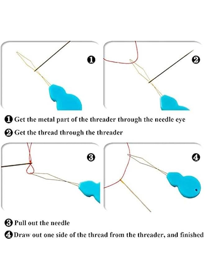 Arabest 30 Pieces Gourd Shaped Plastic Needle Threaders, Plastic Wire Loop DIY Needle Threader Hand Machine Sewing Tool for Sewing Crafting with Clear Box, 4 Colors Random - Image 2