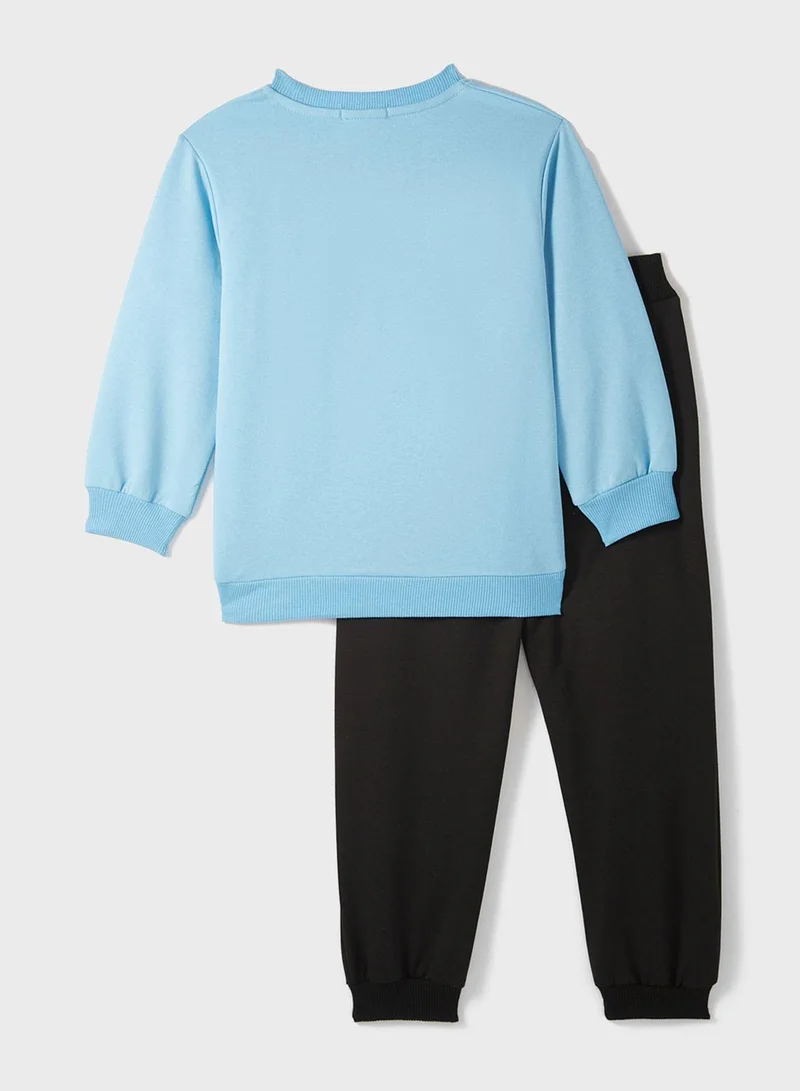 جون Men Slogan Printed Tracksuit Set Blue
