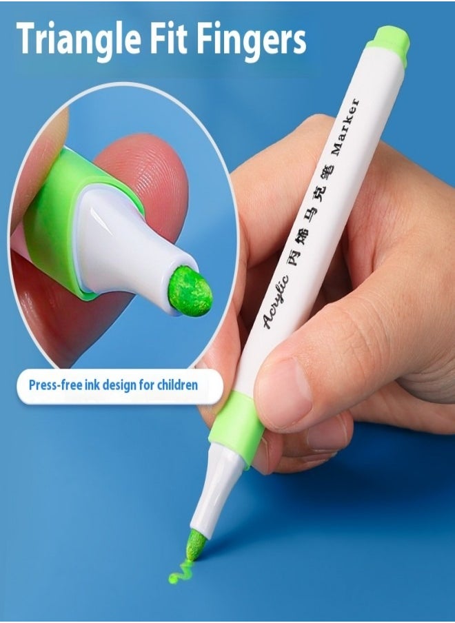 HUA JIE Acrylic Paint Marker Set - 36 Colors Waterproof, Quick-Dry, Opaque Graffiti Pens - DIY Art Markers for Kids and Adults  - Image 2