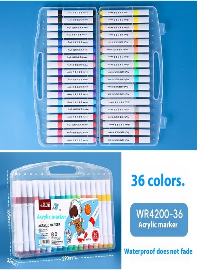 HUA JIE Acrylic Paint Marker Set - 36 Colors Waterproof, Quick-Dry, Opaque Graffiti Pens - DIY Art Markers for Kids and Adults  - Image 5