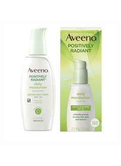 Aveeno Positively Radiant Daily Facial Moisturizer with Total Soy Complex and Broad Spectrum SPF 30 Sunscreen, Oil-Free and Non-Comedogenic, 2.5 fl. oz  - Image 1