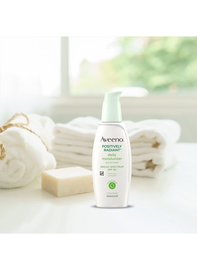 Aveeno - Positively Radiant Daily Facial Moisturizer with Total Soy Complex and Broad Spectrum SPF 30 Sunscreen, Oil-Free and Non-Comedogenic, 2.5 fl. oz - Image 1
