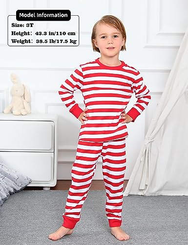 A&J DESIGN AJ DESIGN Red and White Striped Pajamas for Toddler Boys Girls Read Across America DrSeuss Shirt Halloween Christmas Pjs Gift for Kids 5T - Image 3
