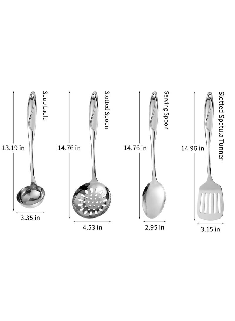 Smart Kitchen A set of 4-piece stainless steel cooking spoons - Image 2