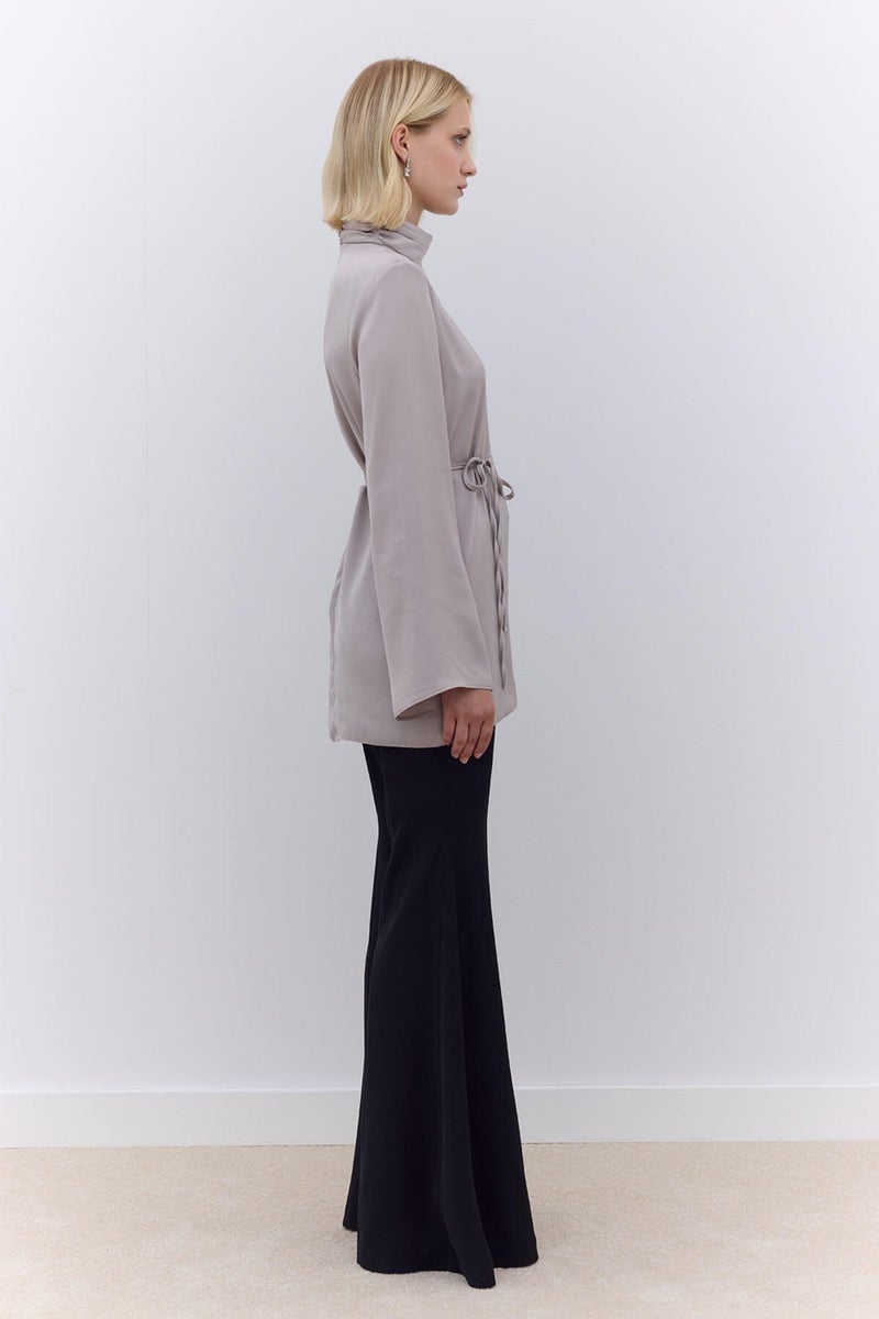 Manuka Satin Wide Sleeve Tunic Silver  - Image 3