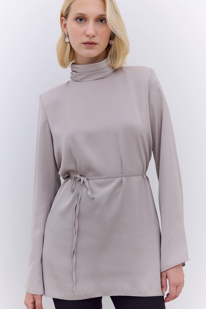 Manuka Satin Wide Sleeve Tunic Silver  - Image 1