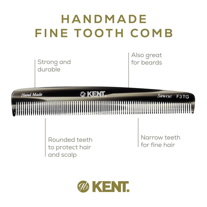 Kent F3T Black Graphite Fine Tooth Comb - Hair Parting and Straightening Comb for Men's & Women's Dandruff Remover, Saw Cut and Hand Polished Made in England - Image 4