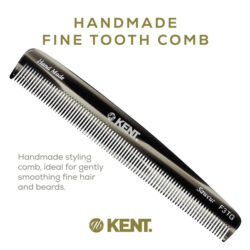 Kent F3T Black Graphite Fine Tooth Comb - Hair Parting and Straightening Comb for Men's & Women's Dandruff Remover, Saw Cut and Hand Polished Made in England - Image 3