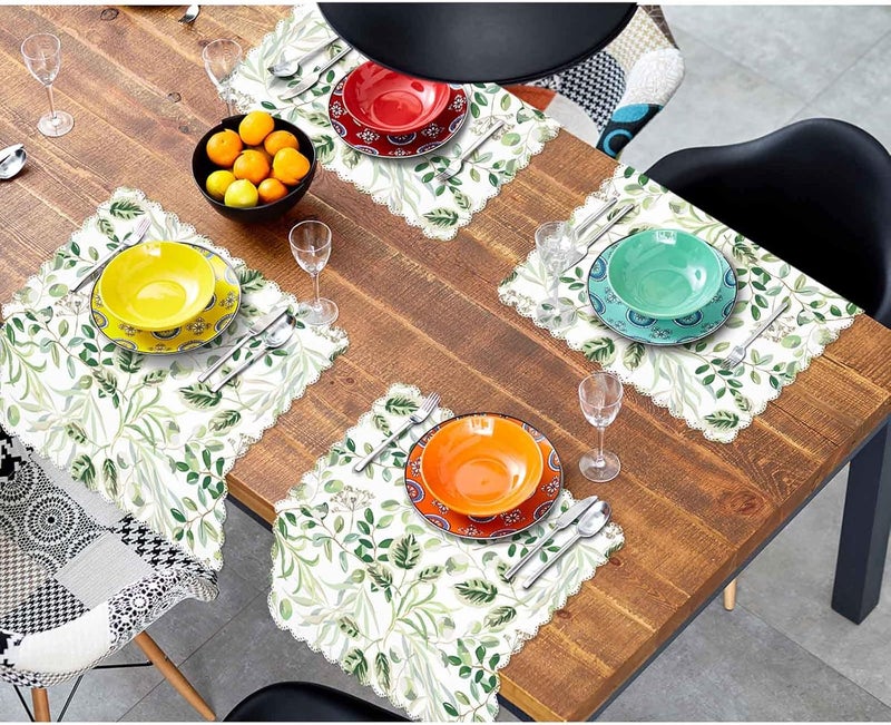 Yibeas Green Leaves Cloth Table Napkins Set of 4 Summer Greenery Floral Nature Botanical Plants Table Decoration Dinner Napkins for Kitchen 18 x 18 inch - Image 4