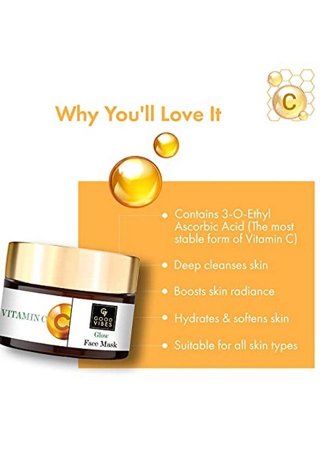 Good Vibes Vitamin C Glow Face Mask 50 G Deep Cleansing Moisturizing Face Mask For All Skin Types Rich In Antioxidants & Helps Reduce Dark Spots No Parabens & Sulphates  - Image 5