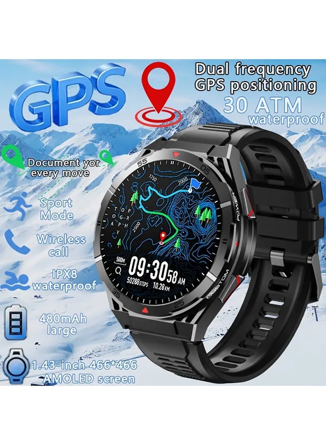 RollsTimi  GPS Smart Watch for Men Waterproof 1.43 Inch AMOLED Display Fitness Activity Tracke with Sleep Monitoring suitable for Android iOS - Image 1