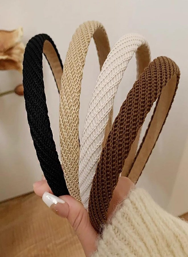 DRESHOW 4 Pack Headbands for Women Thin Knitted Hairbands Turban Vintage Boho Head Bands Fashion Non Slip Head Wraps Hoop Hair Accessories - Image 4