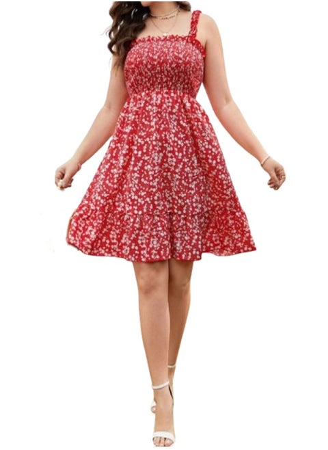 Red patterned halter dress - custom size