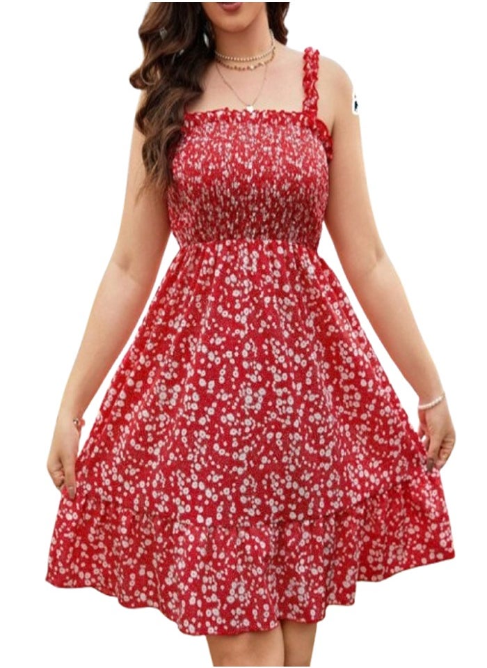 Generic - Red patterned halter dress - custom size - Image 1