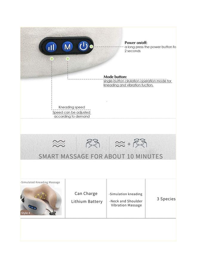 Toshionics Rechargeable Electric U Shaped Memory Foam Kneading Vibration Neck Head Support Pillow Travel Massager Relief Cervical Pain For Muscles Fatigue And Muscle Soreness Suitable For Travelling - Image 4