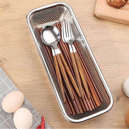 Jolfay Stainless Steel Colander Tumbler Cup Lid Organizer Inside Cabinet, Rectangular Basket for Storage and Organization for Silverware, Chopsticks, straws and Utensils Vegetables Fruits wash - Image 2