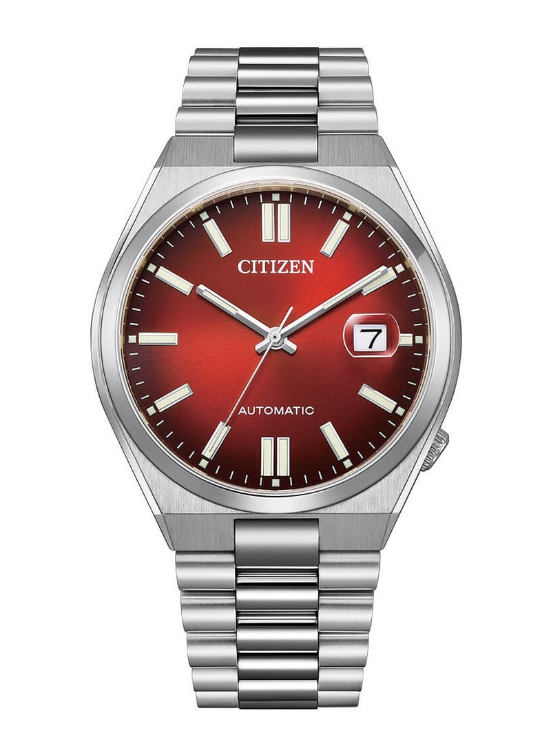 CITIZEN Stainless Steel Mens Automatic Gents Analog Watch - Tsuyosa Collection - Nj0150-56W, Dial-Color:Red, Band Color:Silver  - Image 1