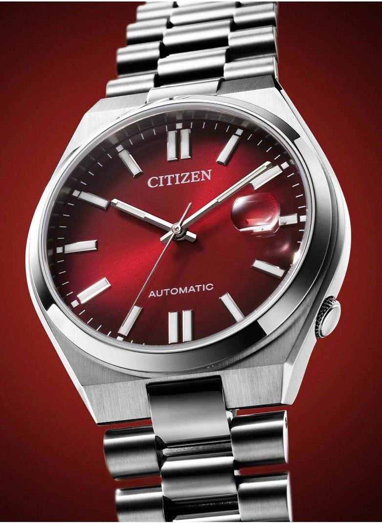 CITIZEN Stainless Steel Mens Automatic Gents Analog Watch - Tsuyosa Collection - Nj0150-56W, Dial-Color:Red, Band Color:Silver  - Image 5