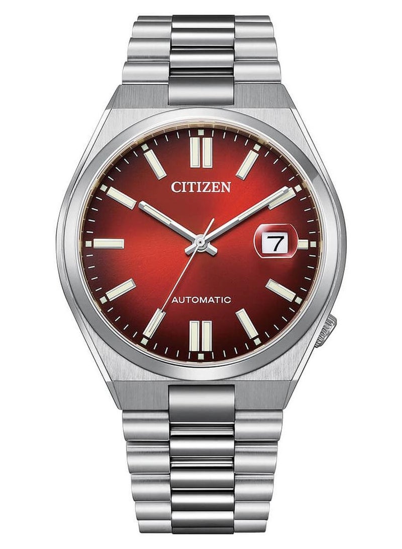 CITIZEN Stainless Steel Mens Automatic Gents Analog Watch - Tsuyosa Collection - Nj0150-56W, Dial-Color:Red, Band Color:Silver - Image 1