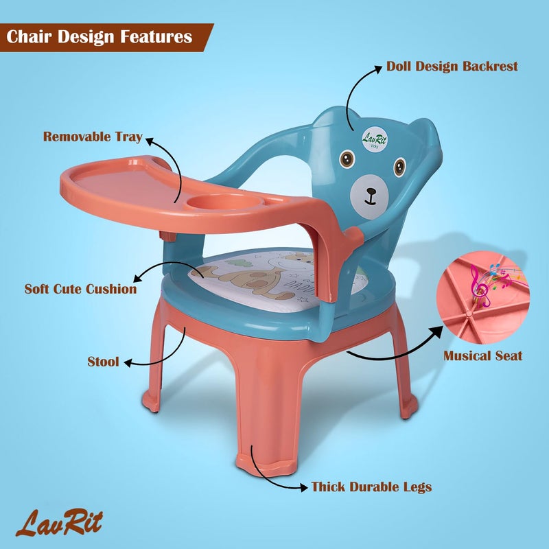 LavRit Plastic Baby Feeding Chair, with Tray Chair/Booster Plastic Chair for Kids/Feeding Chair for Kids,Portable Eating/Safe Chair(1-3 Years)/Upto 20 Kgs - Image 3