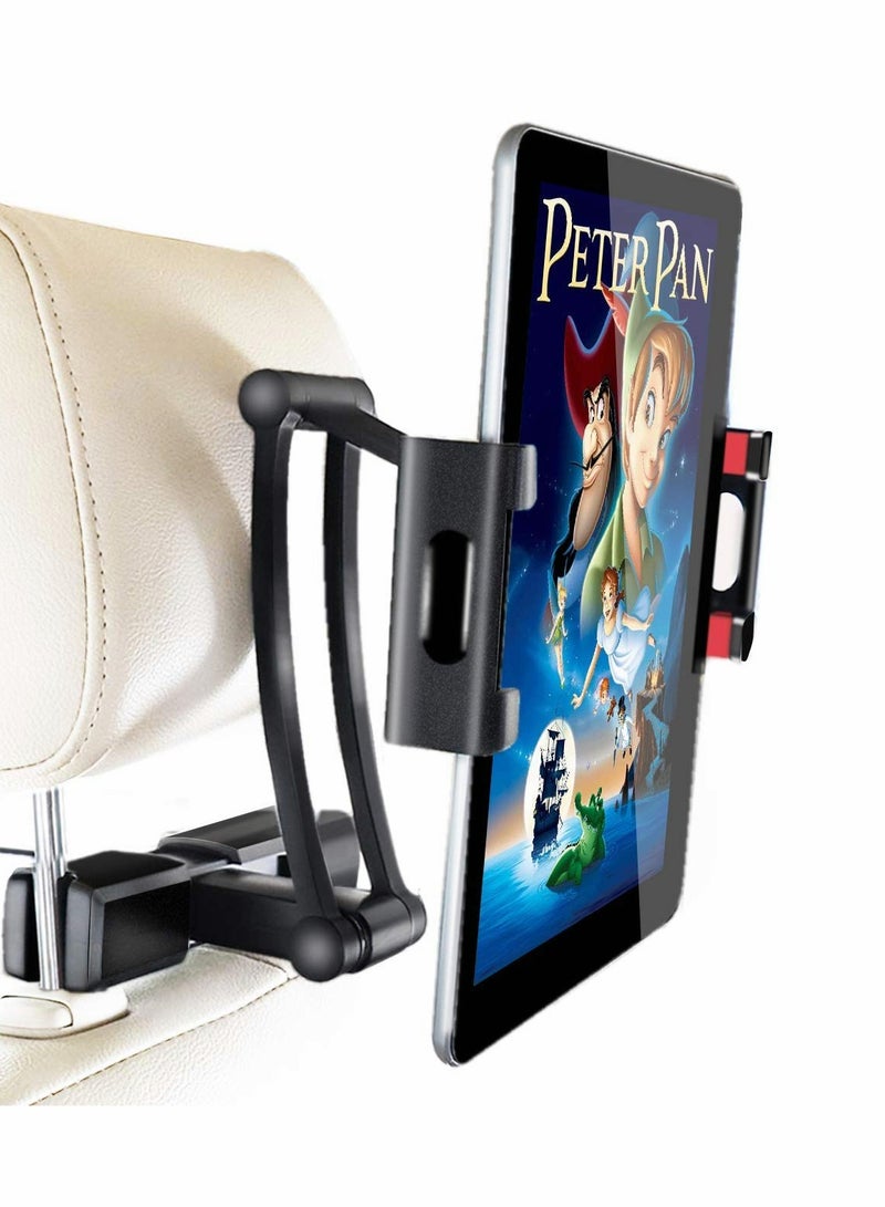 KASTWAVE Car Headrest Tablet Mount Holder,[Travel Companion] 360° Rotation iPad Car Holder Back Seat for Tablets, Cell Phone and More 4.7-12.9" Devices, All from 5”-13”-Black - Image 1