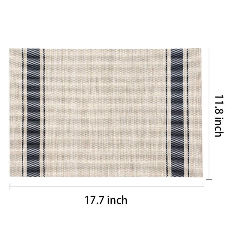 LUCCI LUCCI Placemats HeatResistant Woven Vinyl Placemat NonSlip Washable PVC Table Mat Easy to Clean Premium Plastic Mats for Dining Kitchen Table Set of 8 Blue Line - Image 4