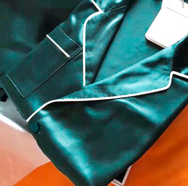 Lonxu Womens Silk Satin Pajamas Set Green XL - Image 4