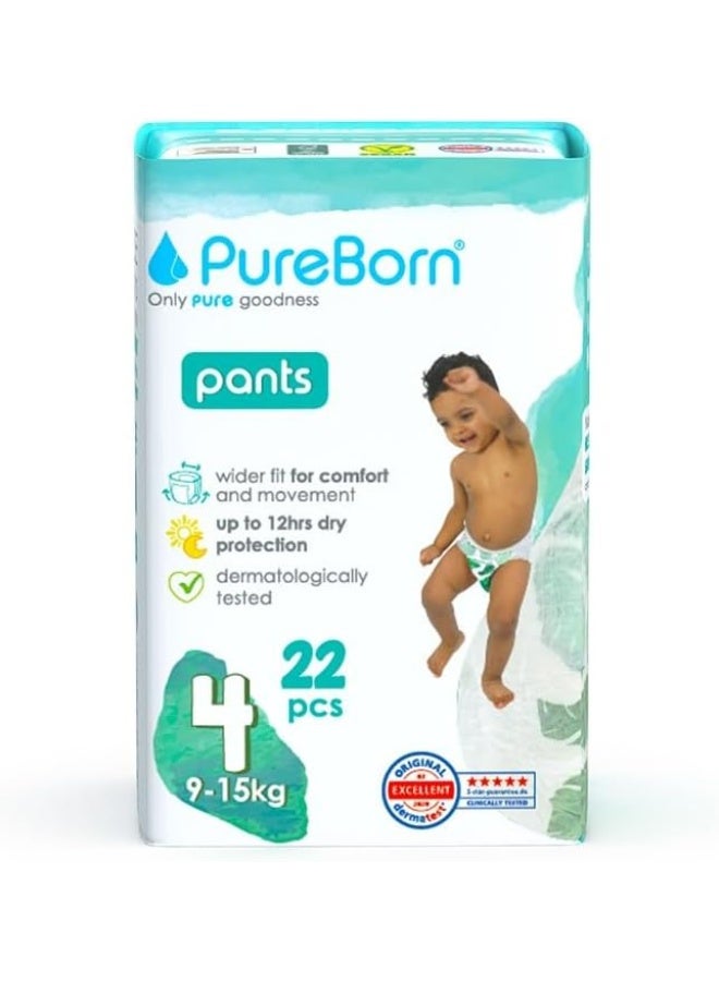 PureBorn Baby Pull-Up Pant Style Diapers Size6| Plant based, Eco-Friendly, Hypoallergenic Training Diapers | 14-19 Kgs| Count 108 | Assorted Print