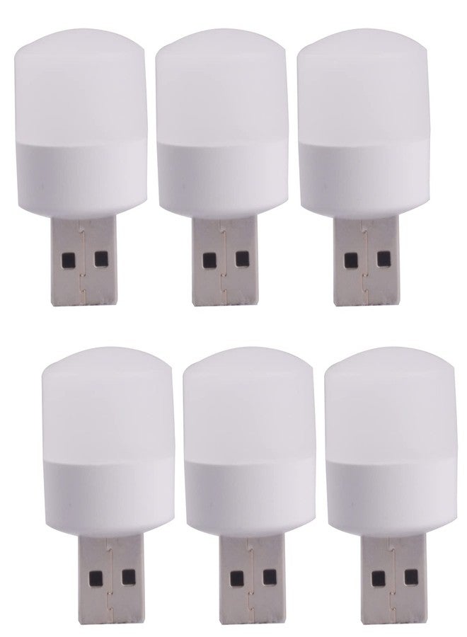 Spaceshoop T.H.L.S Usb Night Light, Plug In Small Led Nightlight Mini Portable For Pc Car Bulb Indoor Outdoor Camping Reading Sleeping(acrylonitrile_butadiene_styrene, White-3Pcs Warm White, Pack of 6) - Image 1