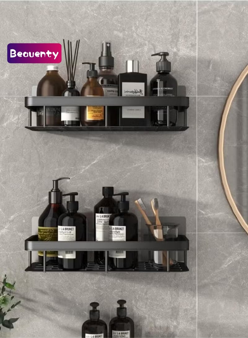 Beauenty 2 Packs Bathroom Shower Shelf,Bathroom Organizer Shower Caddy Shelf,Bathroom Storage Shelf,Wall Shelf,No Drilling wall mounted Shower Shelves Black - Image 1