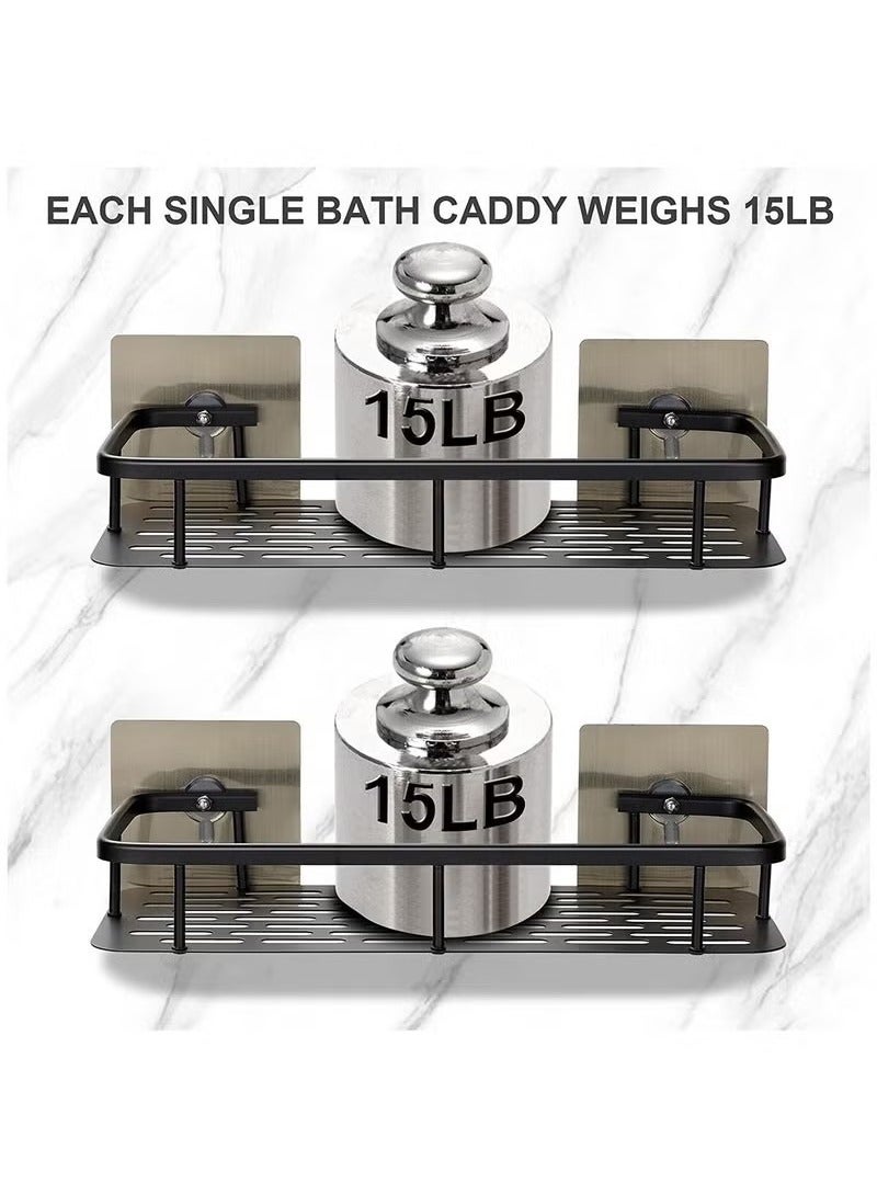 Beauenty 2 Packs Bathroom Shower Shelf,Bathroom Organizer Shower Caddy Shelf,Bathroom Storage Shelf,Wall Shelf,No Drilling wall mounted Shower Shelves Black - Image 5