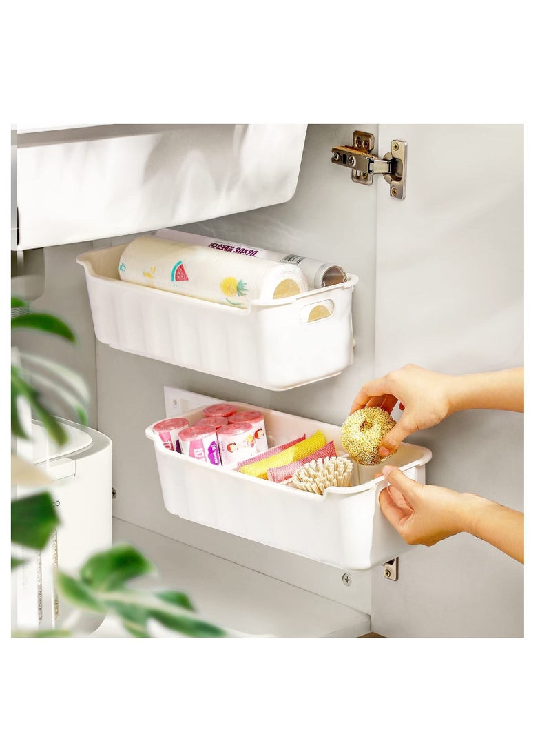 SYOSI Under Sink Organizers and Storage 2 PCS - Pull Out Cabinet Organizer Spice Rack - Wall Mount Storage Drawers Bathroom Organization Storage Basket - Image 1