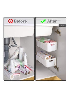 SYOSI Under Sink Organizers and Storage 2 PCS - Pull Out Cabinet Organizer Spice Rack - Wall Mount Storage Drawers Bathroom Organization Storage Basket  - Image 2