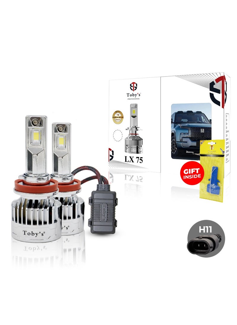 Toby's Toby's LX75-H11 150Watt/Pair Power Original Tested LED Headlight Assembly 15000 Lumens Pair Bright Color With Temperature (6500K) 