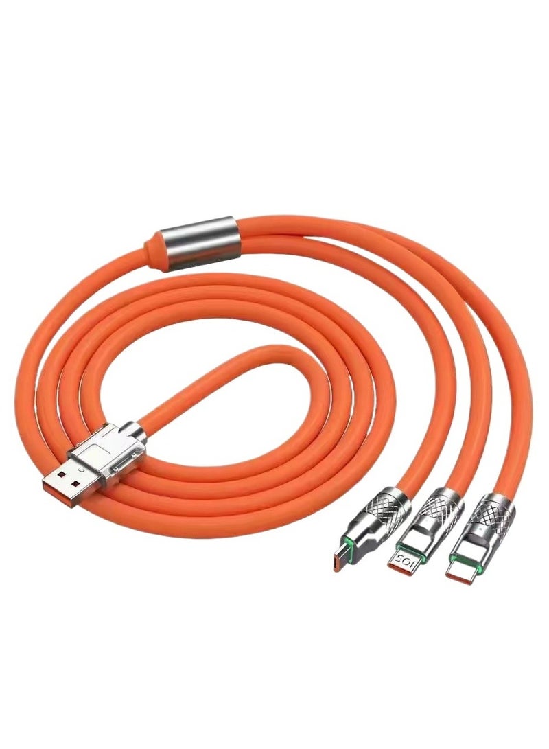 USB Multifunctional Charging Cable, 3-in-1 Universal Charging Cable, Multifunctional Charging Cable 3-in-1 USB Cable for Charging with Most Phones, Multi Device Universal Charging Cable, Phone Charger Cable with Type C+micro USB+lightning, Tangle Free Design - Image 1