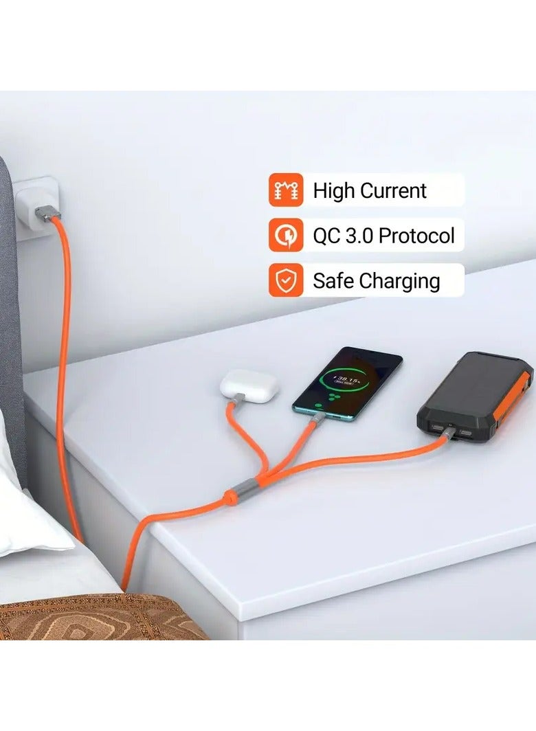 USB Multifunctional Charging Cable, 3-in-1 Universal Charging Cable, Multifunctional Charging Cable 3-in-1 USB Cable for Charging with Most Phones, Multi Device Universal Charging Cable, Phone Charger Cable with Type C+micro USB+lightning, Tangle Free Design - Image 2