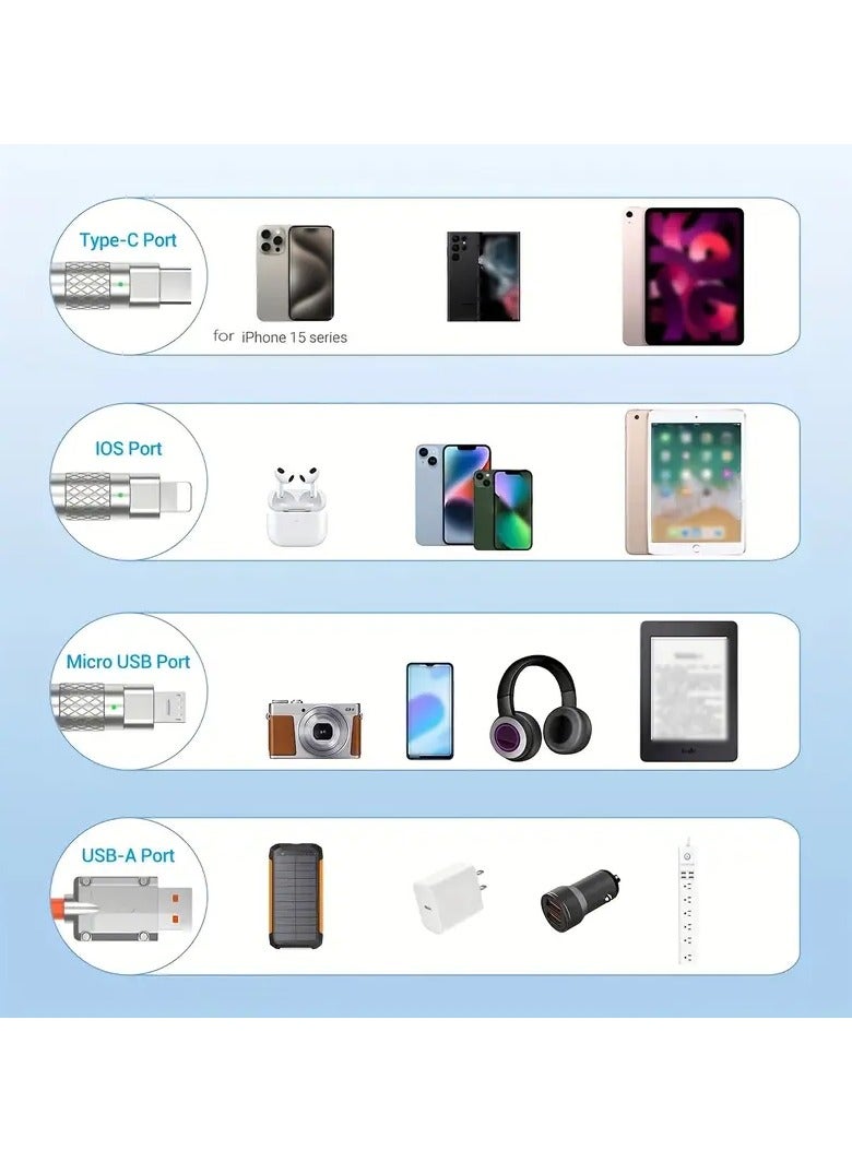 USB Multifunctional Charging Cable, 3-in-1 Universal Charging Cable, Multifunctional Charging Cable 3-in-1 USB Cable for Charging with Most Phones, Multi Device Universal Charging Cable, Phone Charger Cable with Type C+micro USB+lightning, Tangle Free Design - Image 5