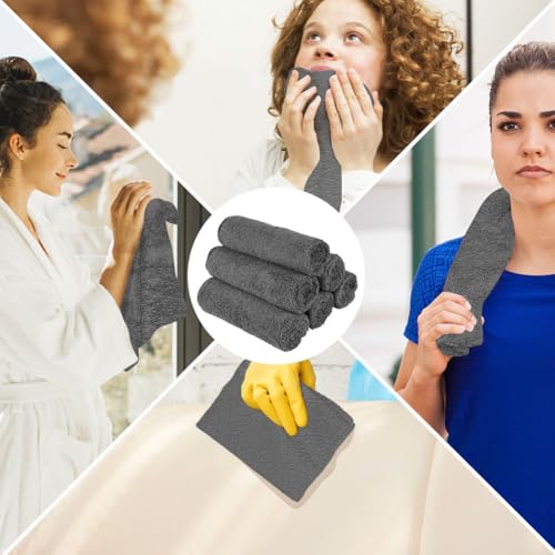 Orighty 6-Pack Grey Hand Towels - Quick Drying & Absorbent Microfiber Gym Towels 16x28 inches - Lightweight & Thin Grey Yoga Towel - Multi-Purpose Camping Towel for SPA, Hotel & Bathroom - Image 5