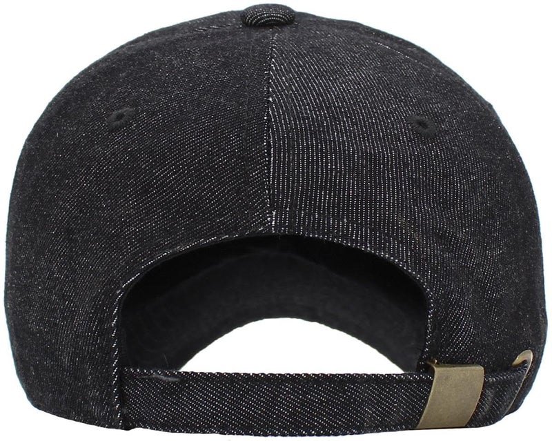 KBETHOSÂ® Classic Cotton Adjustable Low Crown Cotton Baseball Cap, Black Denim - Image 3