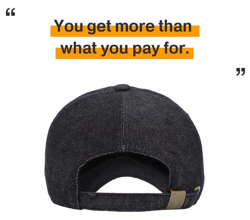 KBETHOSÂ® Classic Cotton Adjustable Low Crown Cotton Baseball Cap, Black Denim - Image 5
