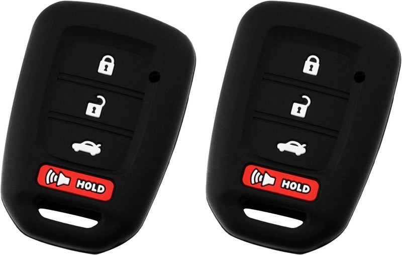 KeylessOption KeyGuardz Keyless Entry Remote Car Key Fob Outer Shell Cover Soft Rubber Protective Case for Honda Accord Civic CR-V HR-V MLBHLIK6-1T (Pack of 2) - Image 1