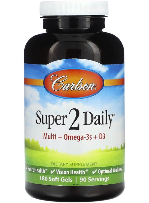 Super 2 Daily, Multi + Omega-3s + D3, 180 Soft Gels