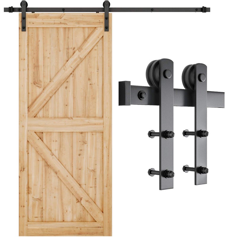 SMARTSTANDARD 6.6FT Barn Door Hardware kit, Barn Door Track, Sliding Door Hardware kit, Smoothly and Quietly -Heavy Duty Sturdy -Easy to Install, Fit 36"-40" Wide Panel (I Shape Hanger) - Image 1