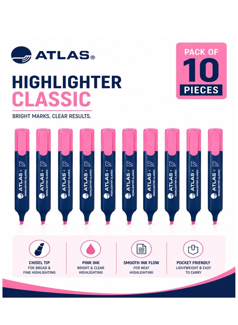 ATLAS 10-Piece Classic Highlighter Pink Ink - Image 1