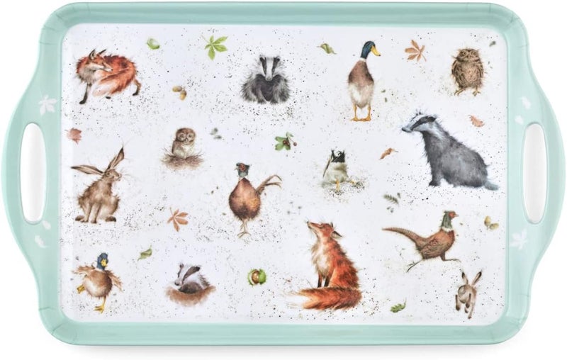 Pimpernel Wrendale Designs Collection Large Handled Tray  Serving Tray for Lunch Coffee or Breakfast  Made of Melamine for Indoor and Outdoor use  Measures 189 x 116  Dishwasher Safe - Image 1