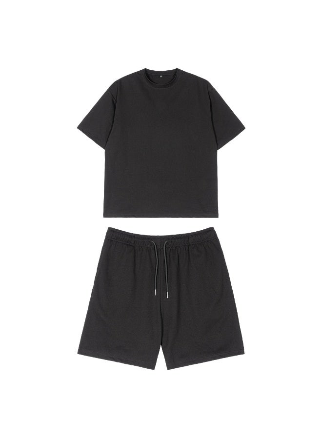 Summer Pure Cotton Sport Short Sleeve T-Shirt Shorts Set Casual Trendy Brand Two-Piece Suit for Men Comfortable Breathable - Image 1