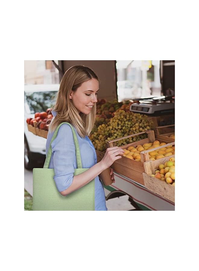 KASTWAVE Bag 2 Pcs Doublesided Tote Bags Reusable Cloth Bags Fruit Print Small Cute Tote Grocery Bags Shopping Bag Makeup Bags For Women Girls Kids (Orange And Green) - Image 2